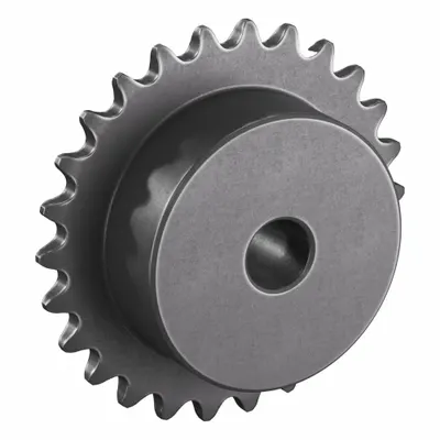 TSUBAKI Sprocket: One-Sided Hub, For Single Strands, 25, 26 Teeth, 2.074 in Pitch Dia - Size 25 Plain-Bore Roller Chain Sprockets