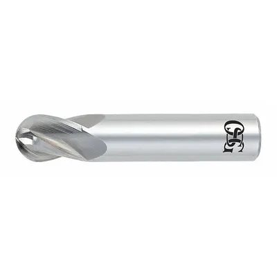 OSG Ball End Mill: Carbide, TiAlN Coated, 4 Flute, 1 mm Mill Dia, 2 mm LOC - General Purpose Carbide Ball End Mills