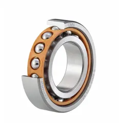 Matched duplex pair of angular contact bearings with 15° contact angle, open design, ABEC P4 precision, and phenolic cage. Suitable for high-speed rotating assemblies requiring accurate axial and radial load support.