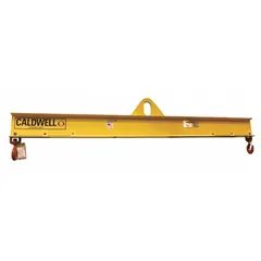 This adjustable steel lifting beam from CALDWELL has a working load limit of 2,000 lb and an overall length of 144 in. It is used in industrial rigging to distribute loads evenly across multiple lift points, enabling stable and balanced lifting of heavy or awkward items in material handling applications.