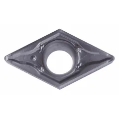 This diamond indexable turning insert is designed for precision machining of non-ferrous materials such as aluminum, copper, and plastics. It is suitable for turning, facing, and profiling operations where fine finishing and sharp cutting edges are required.