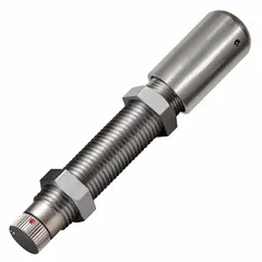 Steel shock absorber with 88 mm extended length and 9.8 N force rating. Used to dampen impact and vibration in industrial machinery, conveyors, and automation equipment.