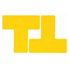 This T-shaped floor marking tape is made of polyester with a thickness of 8 mil. It is solid yellow with no legend, measuring 3 inches by 8 inches. The tape is used to mark aisles, hazard zones, and equipment boundaries in industrial facilities, providing clear visual cues for safety and organization. Supplied in a 20-pack.