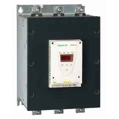 Soft start for three-phase induction motors, reducing inrush current and mechanical stress during acceleration and deceleration. Rated 590 A output current, with bypass, IP00/NEMA 1 enclosure, 60/50 Hz. Suitable for industrial applications such as pumps, conveyors, and compressors.