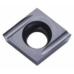 Diamond indexable turning insert for precision finishing of non-ferrous materials. Used in turning, facing, and boring operations on aluminum alloys, copper, and plastics. Provides sharp cutting edges and wear resistance for high surface finish.