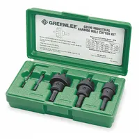 GREENLEE Hole Cutter Kit: 4 Pieces, 1/8 in Max. Cutting Dp, Carbide Tipped, 5/6/8 Teeth (MPN 635)
