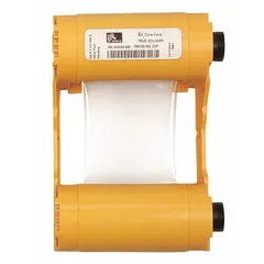 Full-color ribbon for ID card printers. Provides 200 prints per roll. Measures 2 1/4 inches in height and 4 inches in width. Used for printing employee badges, access control cards, and visitor passes.