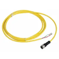 Cordset: 1/2"-20 Female Straight x Bare Wire, 3 Pins, Yellow, PVC, 2 m Cable Lg, 4 A Max Current (A) (MPN XZCPV1865L2)