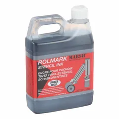 Water-resistant black stencil roller ink in a 32 oz container. Applied with a stencil roller for marking cartons, drums, and other surfaces in industrial environments where markings must withstand moisture.