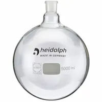 Colorless round glass boiling flask with 500 mL capacity. Features a 24/40 compatible stopper size. Used as a component in rotary evaporators for solvent removal and concentration in laboratory distillation processes