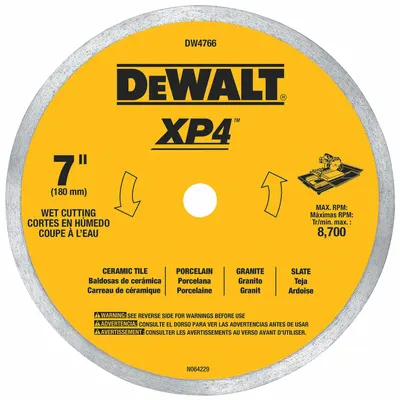 DEWALT Diamond Saw Blade: 7 in Blade Dia., 5/8 in Arbor Size, Wet, For Chop Saw - Tile-Cutting Blades