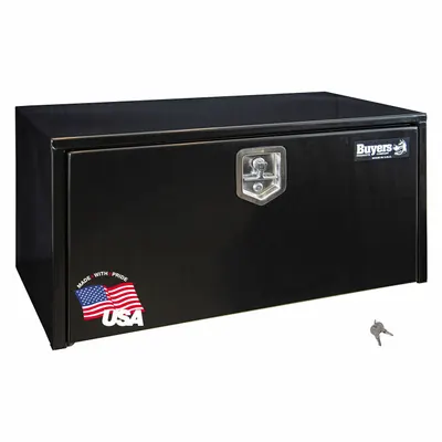 BUYERS PRODUCTS Single Drop-Down Door Box, 15 in Depth, Black, Keyed Lock - Single Drop-Down Door Boxes