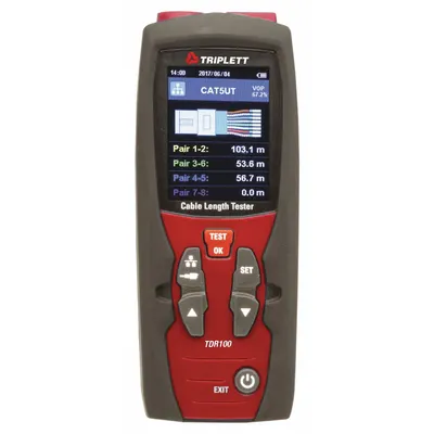 TRIPLETT TDR100 Digital Cable Length Tester for BNC/RJ45, 3 km - Digital Wire Length Meters