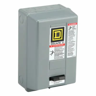 SQUARE D Magnetic Motor Starter: Non-Reversing, 3 Poles, NEMA Size 0, 18 A - Enclosed Non-Reversing Starters with Thermal Overloads