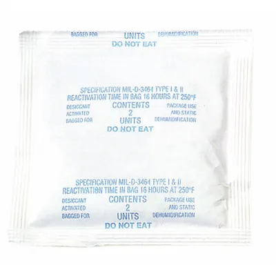 SCS Desiccant Bag: 5 in Wd, 4 1/2 in Lg, 0.83 cu ft Area Protected, 68 g Desiccant Bag Size - Tyvek Desiccant Bags