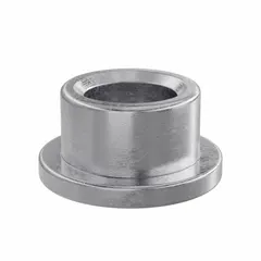 This OILITE flanged sleeve bearing is made from SAE 863 iron-copper material, providing self-lubricating properties for general-purpose applications. It has a 1/4 in bore, 3/8 in OD, and 1/4 in length, with a flanged design for axial location in housings. Supplied in a 10-pack, it supports rotating shafts in industrial machinery, conveyors, and pumps.
