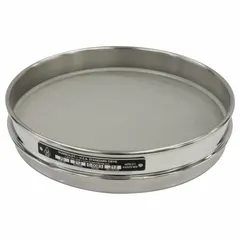Test sieve with 8 in outside diameter and 1 in height. Stainless steel frame and stainless steel screen cloth. US Standard #70 mesh size. Conforms to ASTM E11. Used for particle size analysis and gradation testing of granular materials.