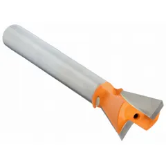 Carbide-tipped dovetail profile router bit with 1/2 in cutter diameter and 2 flutes. Designed for precision dovetail joinery in woodworking, such as drawer and cabinet construction. The carbide tip provides clean cuts in hardwood and softwood.