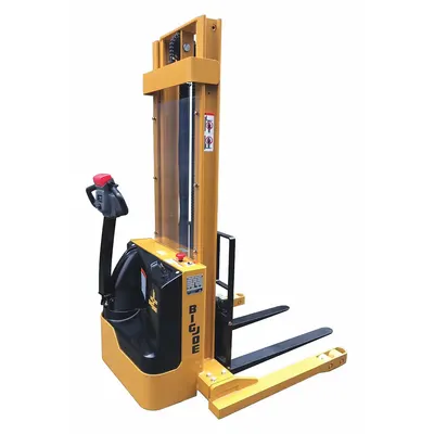 BIG JOE Stacker: 3,000 lb, 128 in Max Lifting Ht, Fixed Fork, 42 in L x 4 in W Fork - Electric Straddle Stackers