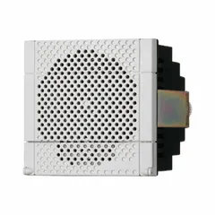 Indoor tone alarm operating on 12 to 24V DC with a power rating of 6.7 W. White housing. Suitable for audible signaling in industrial control panels, machinery, and automation systems.