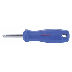 This socket driver features a 1/4-inch drive size and an overall length of 6 3/4 inches. It is constructed from alloy steel with a chrome finish and includes a cushion grip for comfort. Suitable for general socket-driving tasks such as tightening or loosening fasteners with compatible sockets.