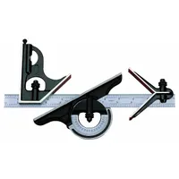 STARRETT Combination Square Set: Metric/SAE, Steel, Satin, 11 13/16 in Blade Lg, 1 mm Graduations (MPN C434M-300)