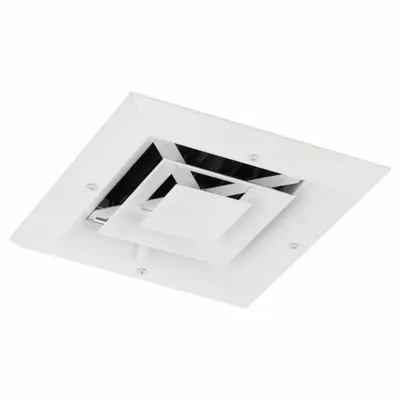 OEM Diffuser: Ceiling/Wall, 9 in H, 9 in W, Surface Mount, 6 in Duct, Aluminum - Square Louvered Diffusers
