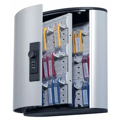 DURABLE Key Box: 36 Key Capacity, Dial Combo Lock, Aluminum, Gray, 11 in Ht, 11 7/8 in Wd - Key Cabinets with Combination Lock