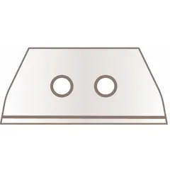 Steel utility blades with straight edge and round tip. Each blade measures 3/4 in width and 0.025 in thickness. Suitable for cutting cardboard, plastic strapping, and packaging materials in industrial settings. Supplied in a pack of 100.