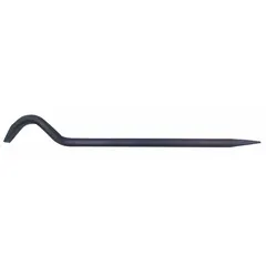 Die separating bar with chisel end, 18-inch overall length, curved tip, and U-shape end angle. Complies with ASME B107.52. Used for prying apart tight die sections in industrial stamping and forming operations.