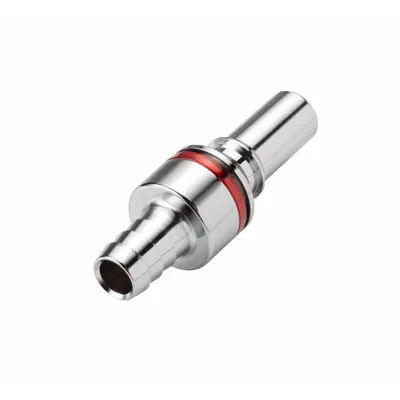 CPC Quick Connection Coupling: Straight, 3/8 in ID Size, Warm Red, Barbed/Quick Disconnect - Chrome-Plated Brass Quick-Disconnect Tube Fittings