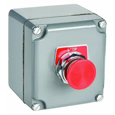 SCHNEIDER Control Station: Push Button, 0 Pilot Lights, 1NO/1NC, Stop, (1) Push Button - Push-Button Control Stations