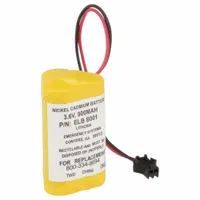 Battery: EU2LED, Nickel Cadmium, 3.6 V Volt, 900 mAh Battery Capacity, 2 in Overall Ht (MPN ELB B001)
