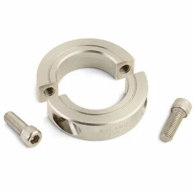 RULAND MANUFACTURING Shaft Collar: 2-Piece, Inch, Round, Clamp-On, 2 1/4 in Bore Dia - Stainless Steel Shaft Collars