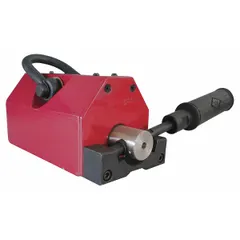 This round- and flat-surface lifting magnet features an on/off handle for controlled engagement and release. With a maximum round load capacity of 400 lb, it is suited for lifting ferrous materials in industrial settings such as machining, fabrication, and maintenance operations.