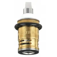 Ceramic disc faucet cartridge for hot and cold water control. Compatible with WaterSaver brand faucets. Suitable for commercial or institutional plumbing applications requiring reliable shut-off and temperature mixing