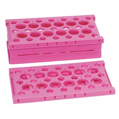 HEATHROW SCIENTIFIC Tube Rack: 5 3/8 in Overall Wd, 2 7/8 in Overall Ht, 10 in Overall Lg, Polypropylene - Lab Storage Racks
