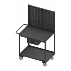 WESTWARD Mobile Workstation: 1,200 lb, 2 Shelves, Overall Dim. 42 1/2 in L x 24 1/2 in W x 68 in H (MPN RSC-2436-2-PB-1DR-95W). Key specifications — Brand: WESTWARD; Caster/Wheel Configuration: (2) Swivel with Brake; Handle Type: Flat.