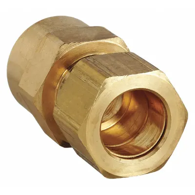 PARKER Compression Fitting Adapter: 1/4 in OD x 1/8 in Pipe Fitting Size, Compression x FNPTF - Standard Sleeve Brass Compression Fittings