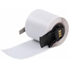 Gray polyester precut label roll measuring 3 in x 1 29/32 in, with 100 labels per roll. Halogen-free material suitable for industrial identification and labeling. Compatible with M610 printer series.