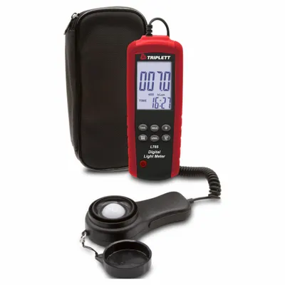 TRIPLETT Light Meter: Carrying Case, ±3%/±4% Light Level Accuracy, LCD - Data Logging Light Meters
