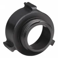 This straight aluminum adapter connects a 3 in NPT pipe to a 2-1/2 in NH fire hose coupling. Used in fire hydrant and standpipe systems to adapt between different thread types and sizes for firefighting equipment