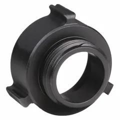 This straight aluminum adapter connects a 3 in NPT pipe to a 2-1/2 in NH fire hose coupling. Used in fire hydrant and standpipe systems to adapt between different thread types and sizes for firefighting equipment.