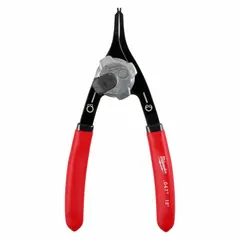 Convertible retaining-ring pliers for installing and removing internal and external retaining rings. Designed for bore diameters from 5/8 in to 1 in with a 0.047 in tip diameter. Suitable for maintenance and assembly tasks in industrial machinery, automotive, and HVAC applications.