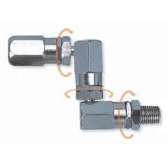 This steel swivel with 1/4 in FNPT connections provides rotational flexibility in fluid or air lines, reducing hose kinking and strain. Suitable for pneumatic, hydraulic, and lubrication systems in industrial settings.