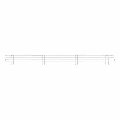 This stainless steel ledge is designed for use with wire shelving systems, providing a raised edge to help contain items on the shelf. It measures 60 inches in length and features a silver finish. Commonly used in commercial kitchens, laboratories, and industrial storage environments to prevent spills or falls.