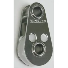 Single-sheave fixed pulley block with a 3/4 in outside diameter sheave, designed for rope diameters up to 3/16 in. Used in rigging and lifting applications to redirect rope or cable in marine, industrial, and construction settings.