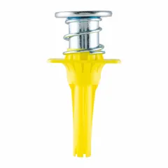 Carbon steel wet-set anchor designed for embedding in wet concrete to create threaded anchor points. Used for securing structural steel decking, handrails, and heavy equipment. 1/2"-13 thread size, yellow finish, 50 anchors per pack.
