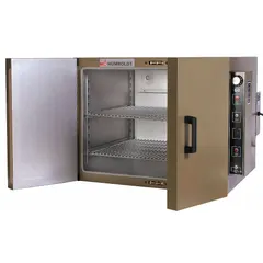 This mechanical forced-air convection oven provides uniform heating for drying, curing, and heat-treating samples. It features a 7 cu ft capacity, 232°C maximum temperature, 2,110 W power, and operates on 230V AC. Temperature accuracy is ±2°C with uniformity of ±2.5/2°C at 100°C, suitable for laboratory and industrial heating applications.
