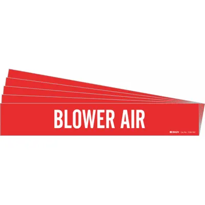 BRADY Pipe Marker: Blower Air, Red, White, Fits 8 in and Larger Pipe O.D., 1 Pipe Markers - Blower Air Adhesive Pipe Markers